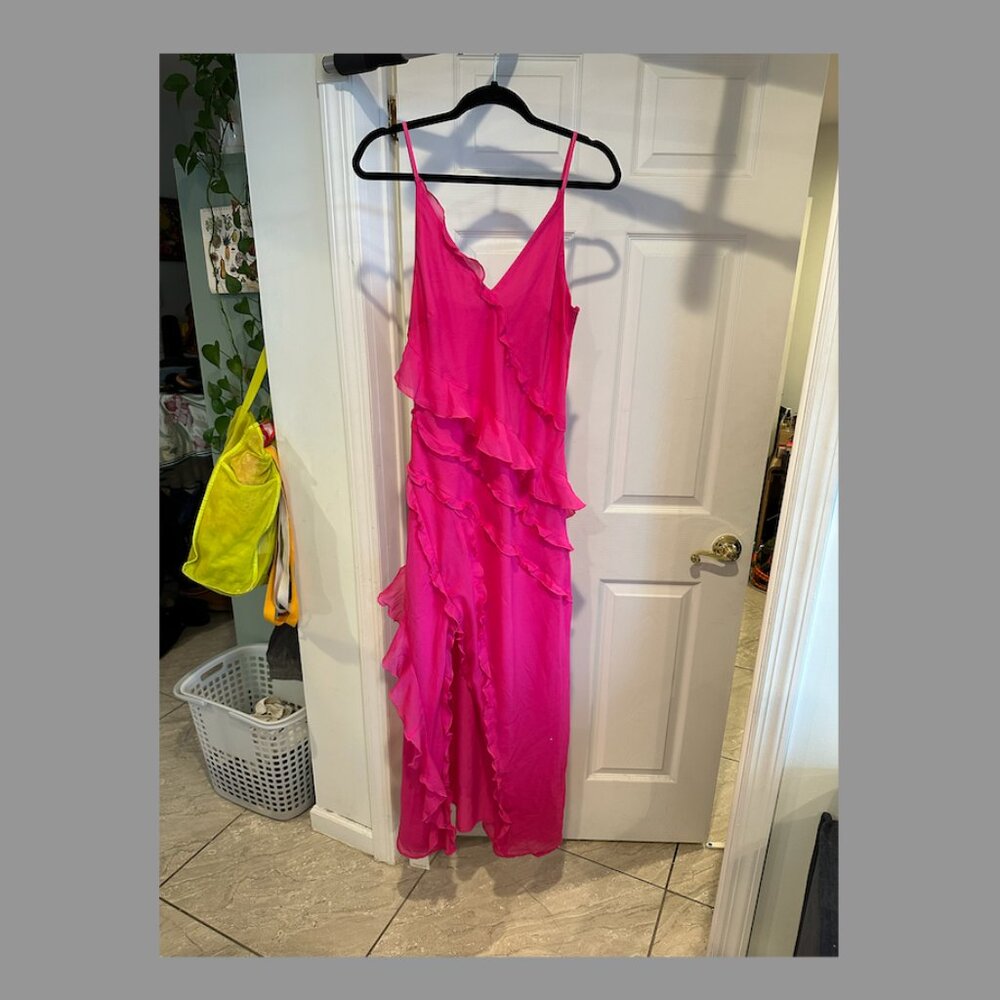 Abercrombie & Fitch Pink Ruffle Maxi Dress NWT Size M